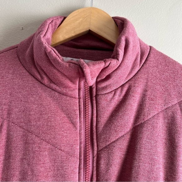 Anthropologie Three Dot Full Zip Quilted Jacket in Heather Tibetan Red, Small - Picture 3 of 13